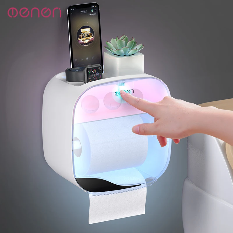 

Toilet Paper Roll Holder with Storage Bathroom Accessory Wall Shelf Organizer Tissue Holder Toilet Paper Dispenser