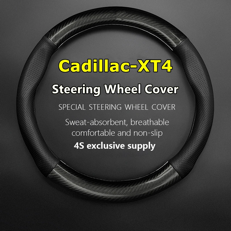 

No Smell Thin For Cadilac XT4 Steering Wheel Cover Genuine Leather Carbon Fiber 28T 2018 2020 2021 2022 2023 2024