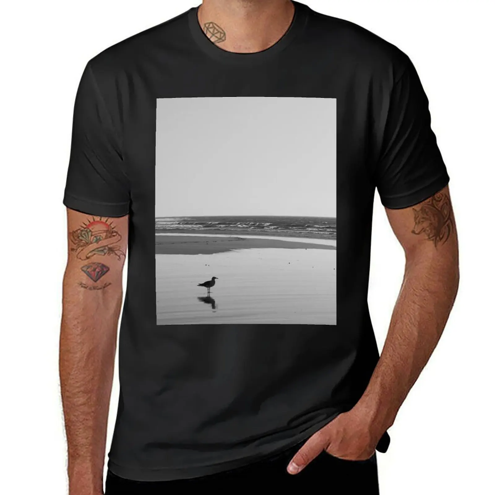 Футболка Чайка в берегу летняя одежда кавайная Аниме футболки для мужчин