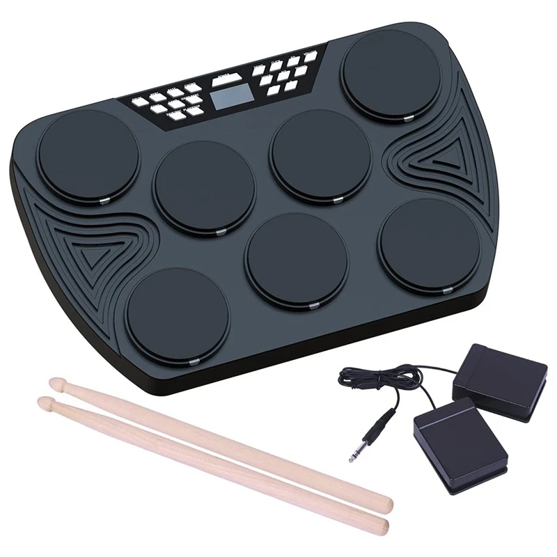 

Electronic Drum Compact Size USB Foldable Silicon Drums Set Digital Drum Kit 7-In-1 Portable Electronic Drum Kit US Plug