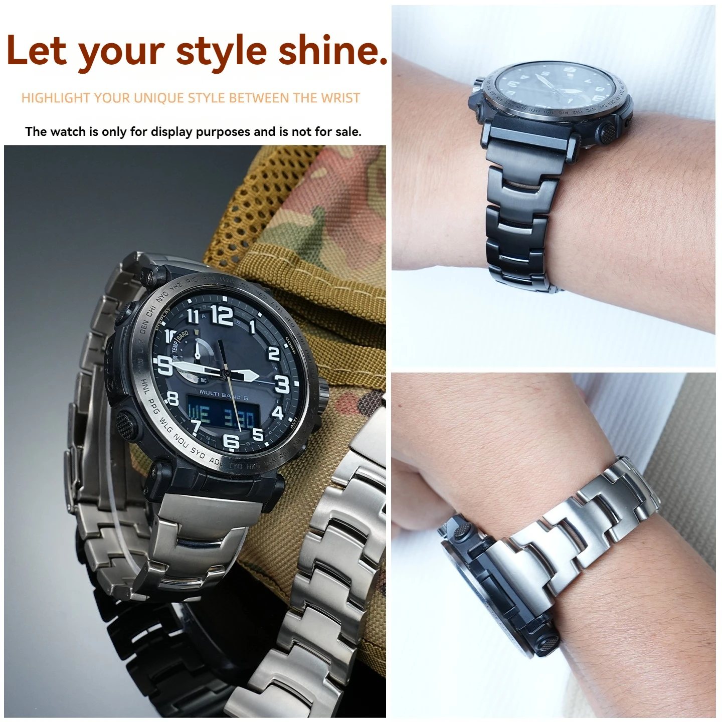 Ремешок для часов из титанового сплава для Casio PROTREK 5480 PRW-705030 5578 PRW-60YT69003400, модифицированный титановый ремешок, легкий, 23 мм. (art.: 3920d96277469) - 3920d96277469
