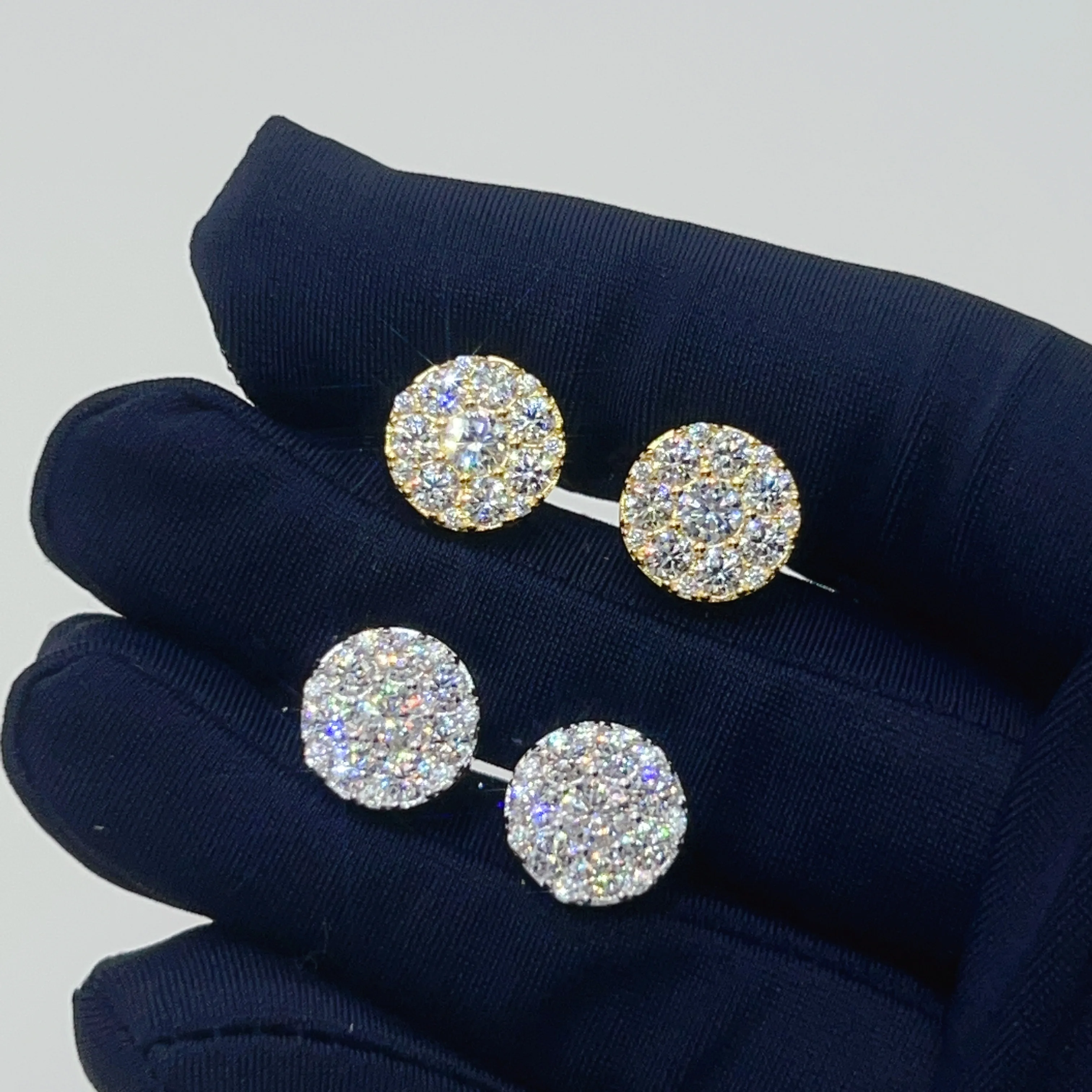 Custom Hiphop Jewelry Pass Diamond Tester 925 Sterling Silver VVS Classic Gold Plated Stud Moissanite Earring