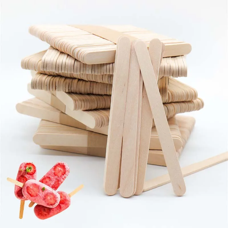 

50/100pcs Ice Cream Popsicle Sticks Natural Wooden Sticks Ice Cream Spoon Hand Crafts Art Ice Cream Lolly Cake Pastry Tools