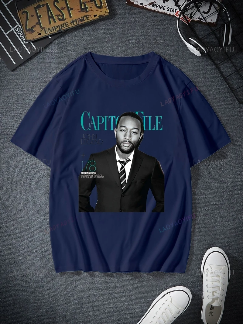 John Legend Classic Poster Printed Shirt Everyday Casual Street Top Spring/summer Fashion Cotton Men's 0 Neck T-shirt