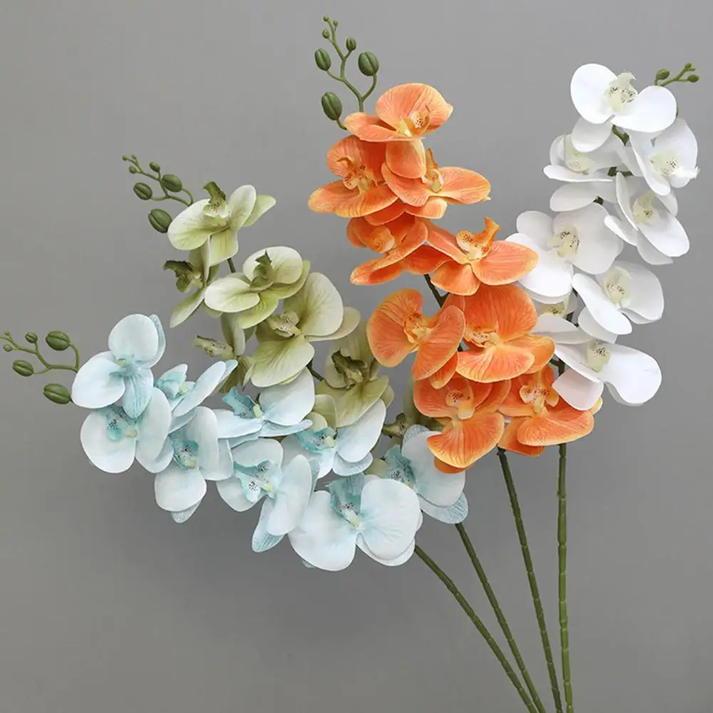 Искусственные орхидеи с ножками 9 головок реалистичные искусственные фаленопсис