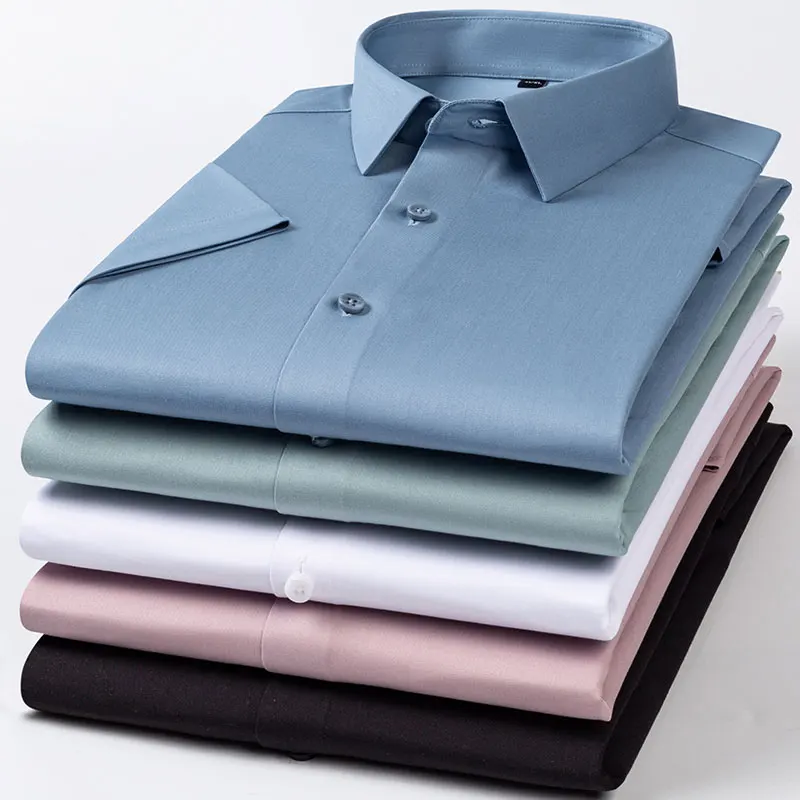 Men's Bamboo Fiber Material Shirt Green Stretch Easy Care Office/Working Wear Business Non-iron Breathable Comfort Solid Blouse