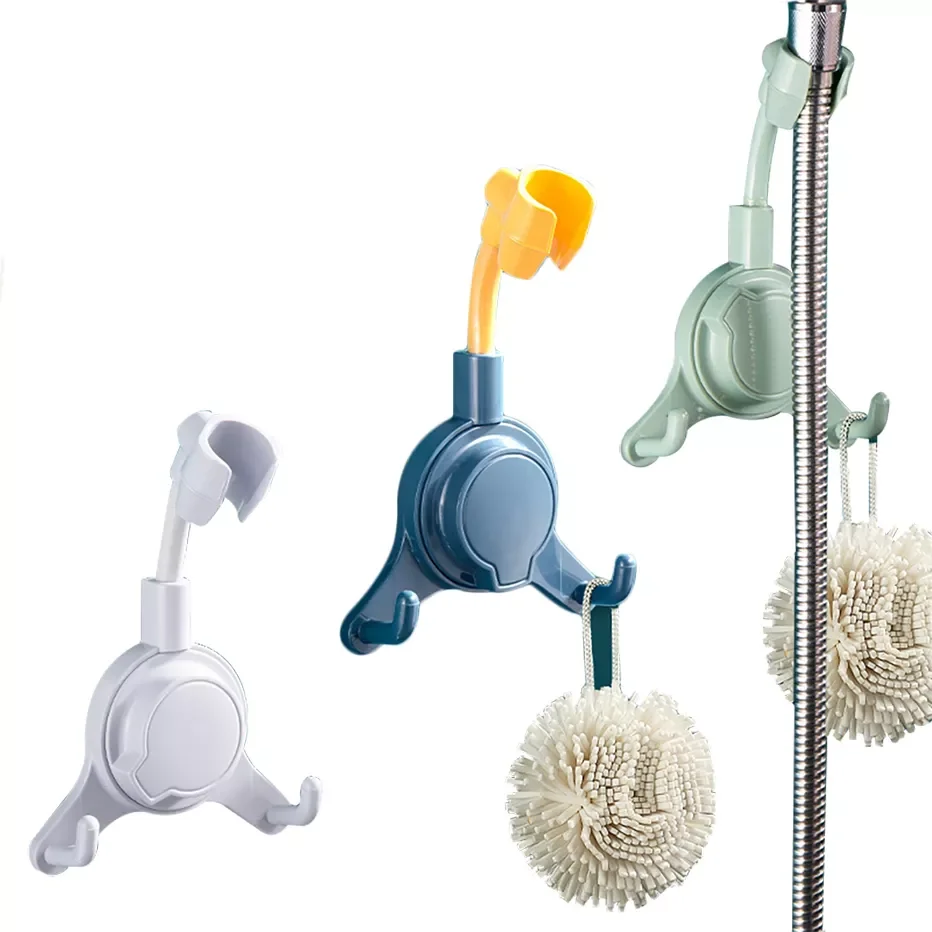 

Shower Head Holder Adjustable Self-Adhesive Showerhead Bracket Wall Mount Shower Head Rack with 2 Hooks Universal Use