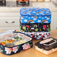 square aluminum foil insulation lunch bag oxford cloth portable thermal food cooler bags picnic bento box storage container