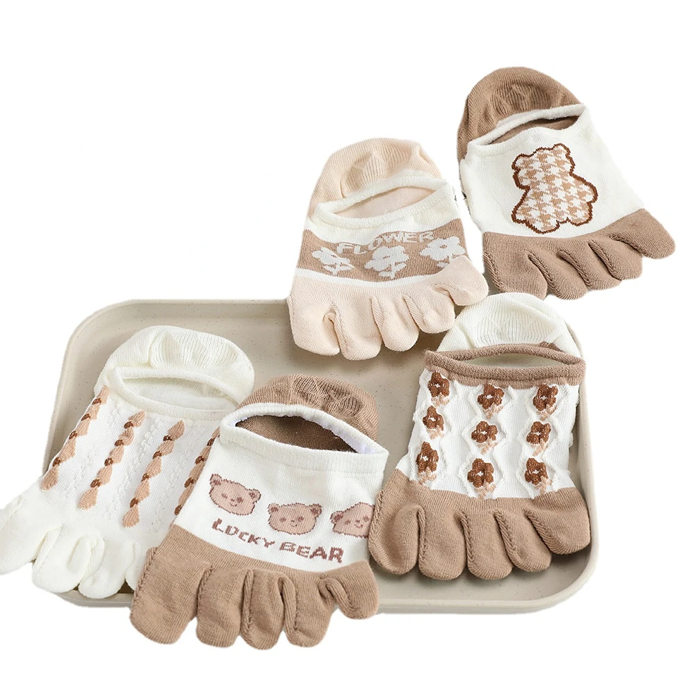 Women Five Toe Yoga Socks Non-Slip Bandage Ballet Dance Backless Sock Fitness Exercise Pilates Sport Ladies Socks Gym Slippers