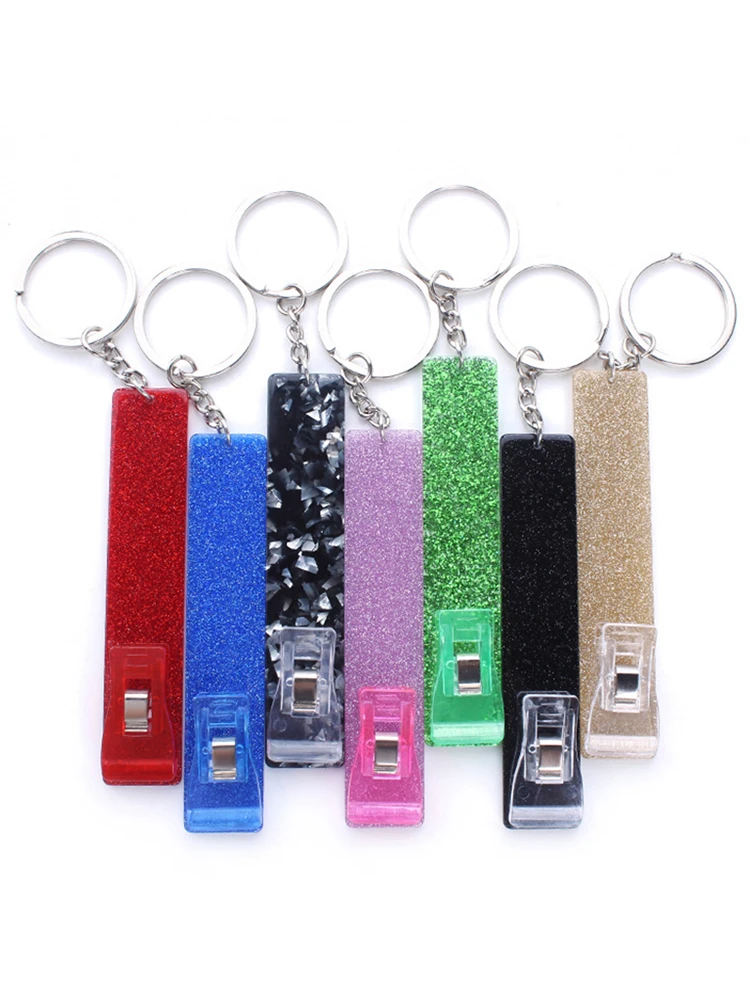 

Multicolor Grabber Card Contactle Nail Holder Key Chain Acrylic Credit Card Long Key Ring Plastic Clip Lover Gift with Plush Bal