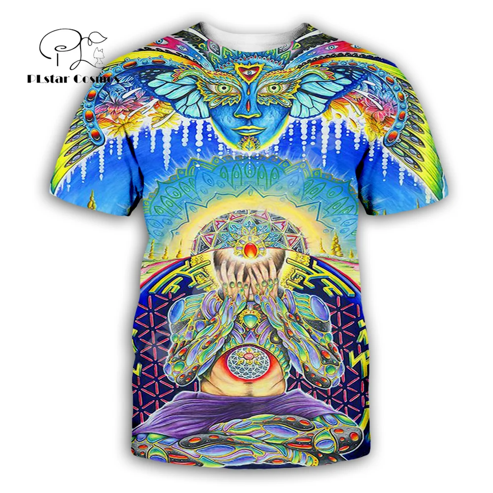 Футболка в стиле ретро с рисунком мандалы психоделической татуировки