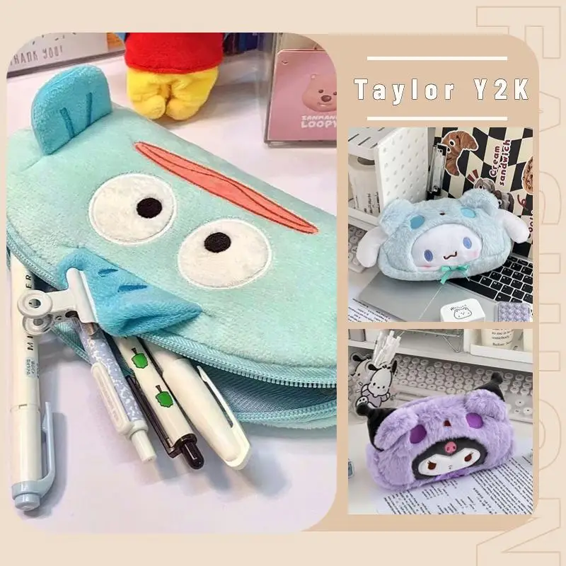 

Женский плюшевый карандаш, ручная работа, аниме Kuromi Cinnamoroll Hangyodon, модная вместительная сумка для хранения