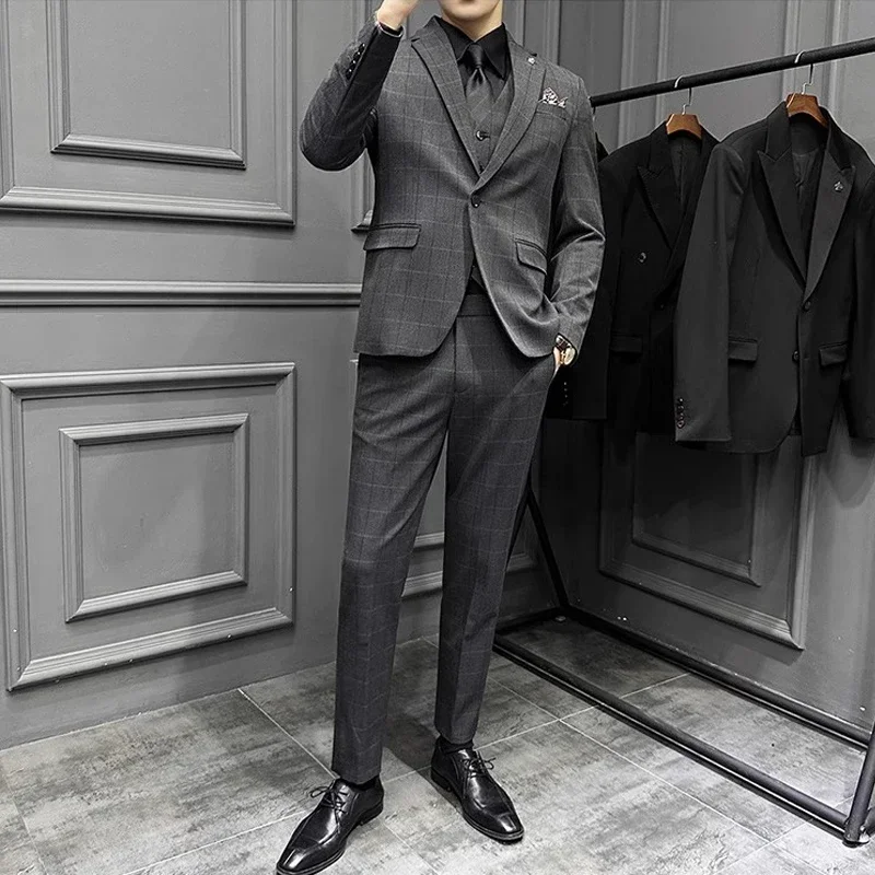 Элегантные Мужские костюмы (джекте + брюки) на одной пуговице облегающие смокинг