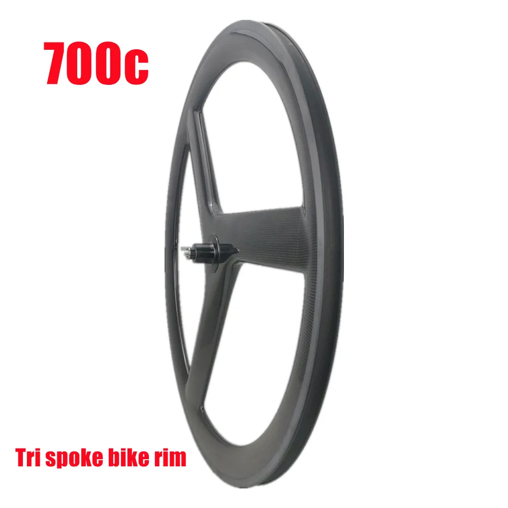 

3K Glossy Tri Spoke Road Bike Wheel Rim V Brake Edge 20MM Width 50MM Depth 700C Clincher 3Spokes Road Bike Wheel