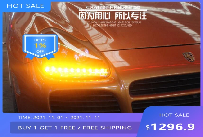 Фото Автомобильные фары и противотуманные фары LED/HID для Porsche Cayenne 2004-2008 годов, аксессуары для авто. №5