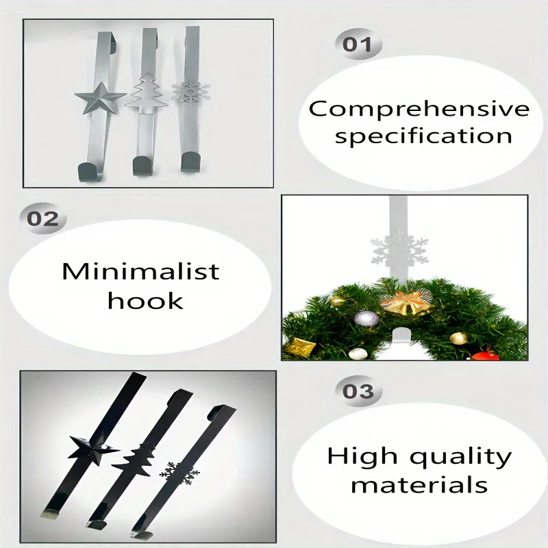 Рождественский цветочный венок вешалка на дверь большой металлический крючок