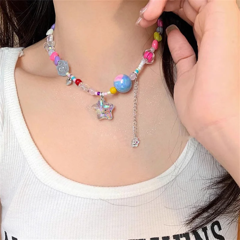 Модные ожерелья с бусинами в богемном стиле для женщин и девушек милый кулон