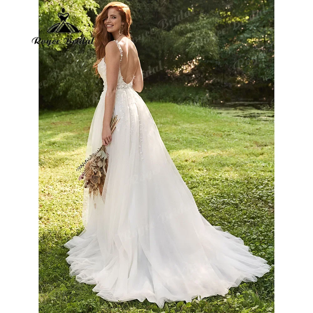 Винтажное кружевное свадебное платье в стиле бохо на бретельках для женщин 2025