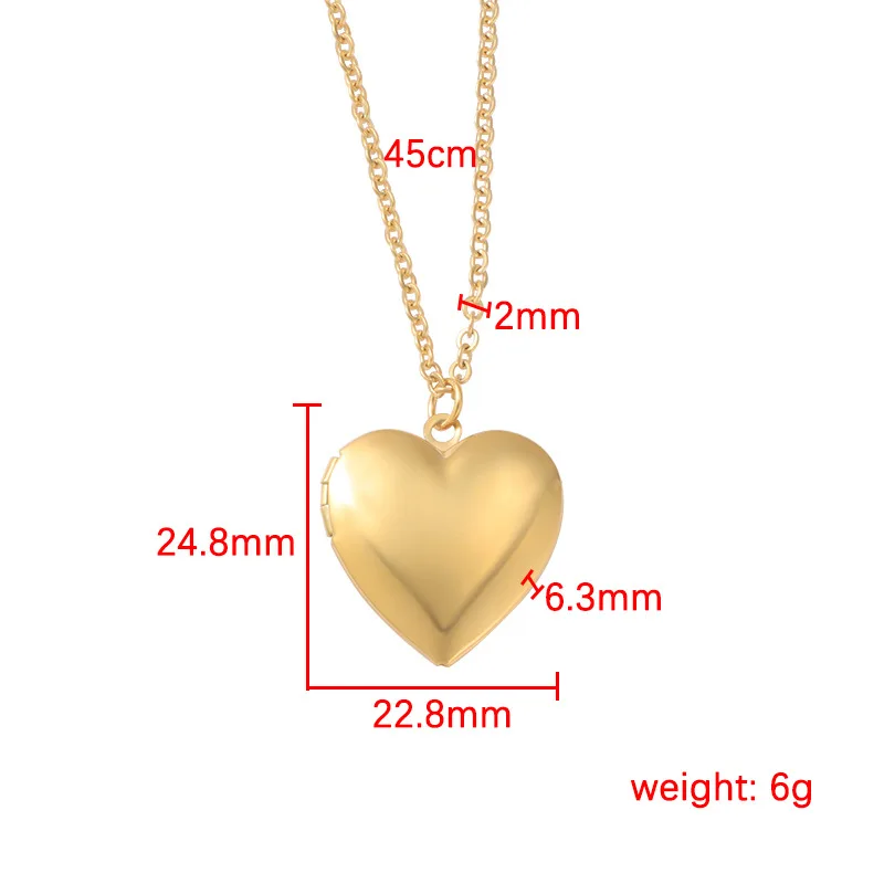 Mirror Polish Stainless Steel Necklace Heart Round Oval Photo Frame Memory Locket Pendant Necklace Jewelry Accessory 45cm images - 6