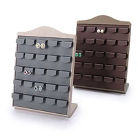 jewelry display stand 25 pairs of earrings display stand high grade coffee color gray pu leather jewelry counter display sta