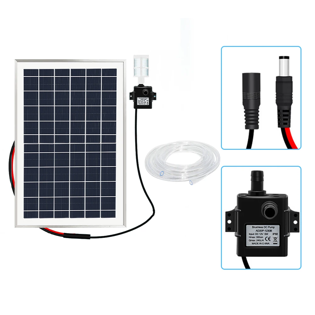 Водяной насос с солнечной панелью бесшумный погружной для фильтрации рыбного