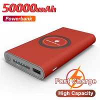 50000mah qi wireless power bank large capacity portable external battery fast charging phone charger for xiaomi samsung iphone13