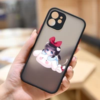 cute cartoon girl phone case for iphone 11 12 13 pro max mini silicone matte cover shell for iphone xr xs max x 6 7 8 plus case