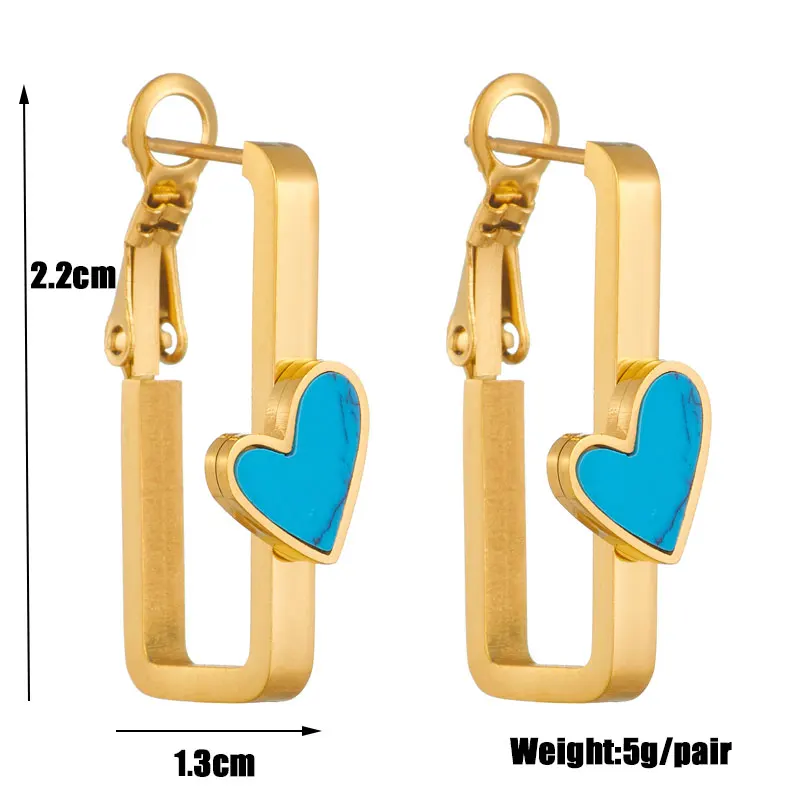 Серьги LAMENGLY из нержавеющей стали 316L с голубыми камнями в форме сердца для женщин