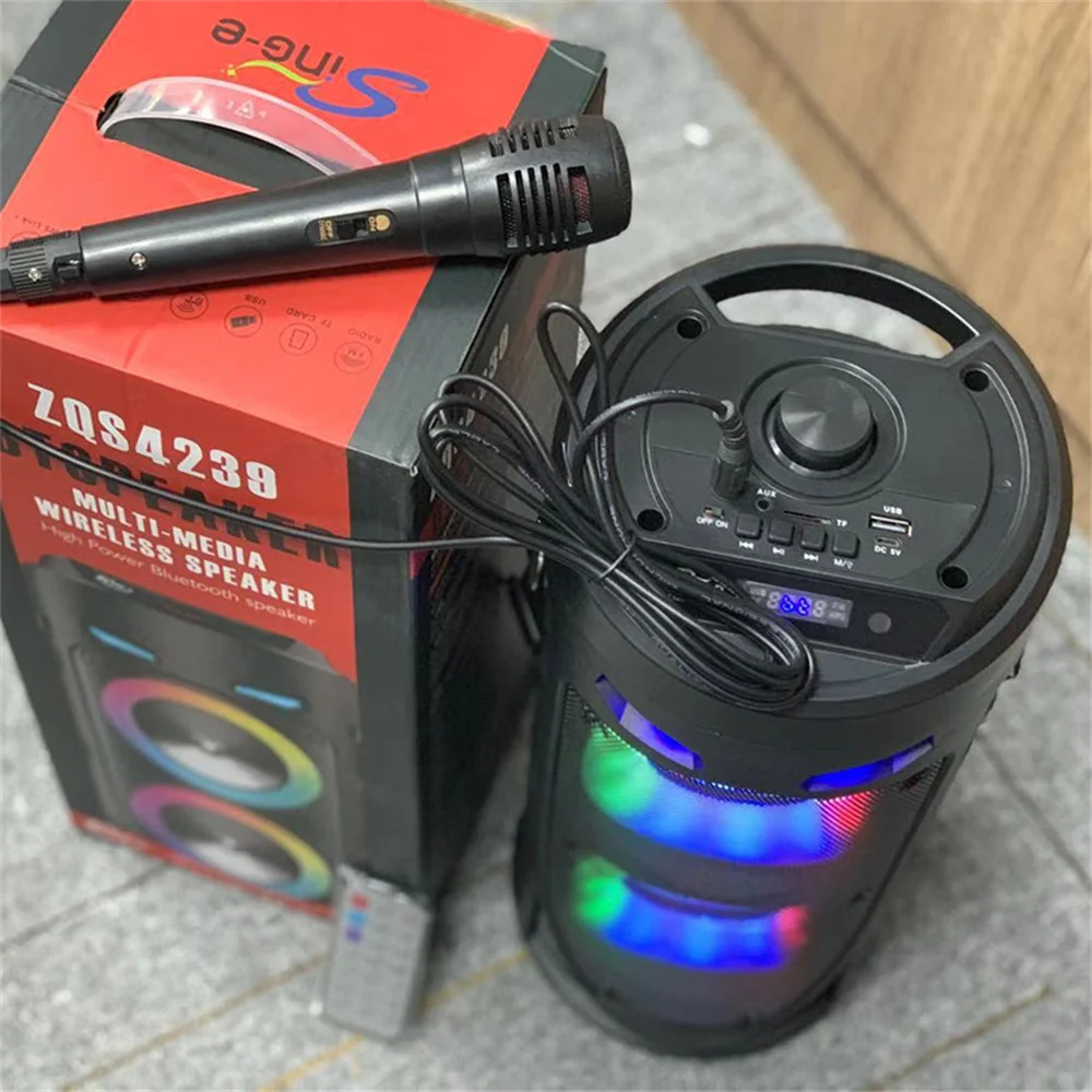 

Dual 4-inch LED Colored Lights Bluetooth Audio Mobile Portable Colorful Dual Speaker Barrel Audio 5.0 Bluetooth Spea