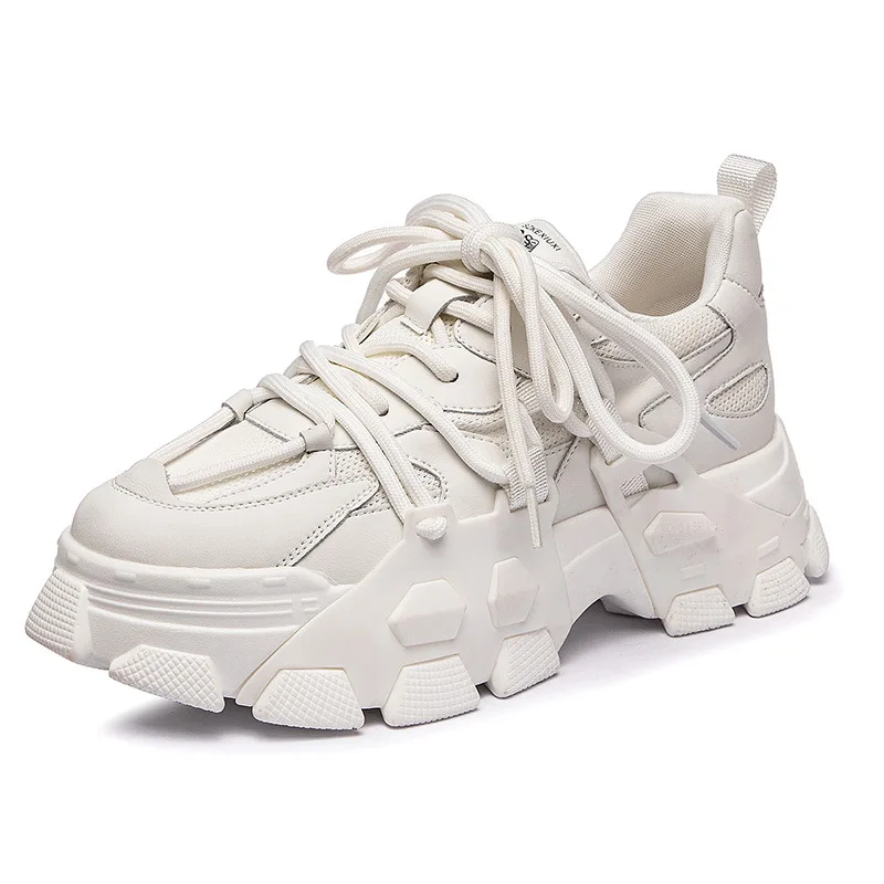 

Breathable Hollow Out Dad Shoes Women's 2022 Summer New Increased Lightweight Leisure Leather Sneakers Women