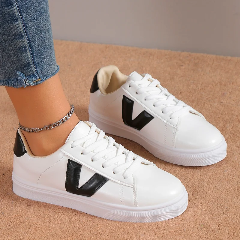 

Women Casual Flat Sneakers 2023 Spring Fashion Designer Lace Up Breathable Sport Shoes Ladies Vulcanized Shoes Zapatos De Mujer