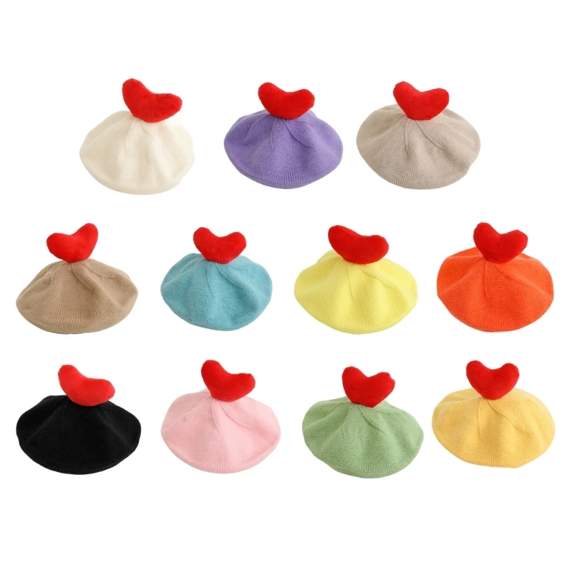 

3D Love Heart Cap 2-6T Baby Girls Multicolor Hat Comfortable Autumn Winter Warm Cap for Children