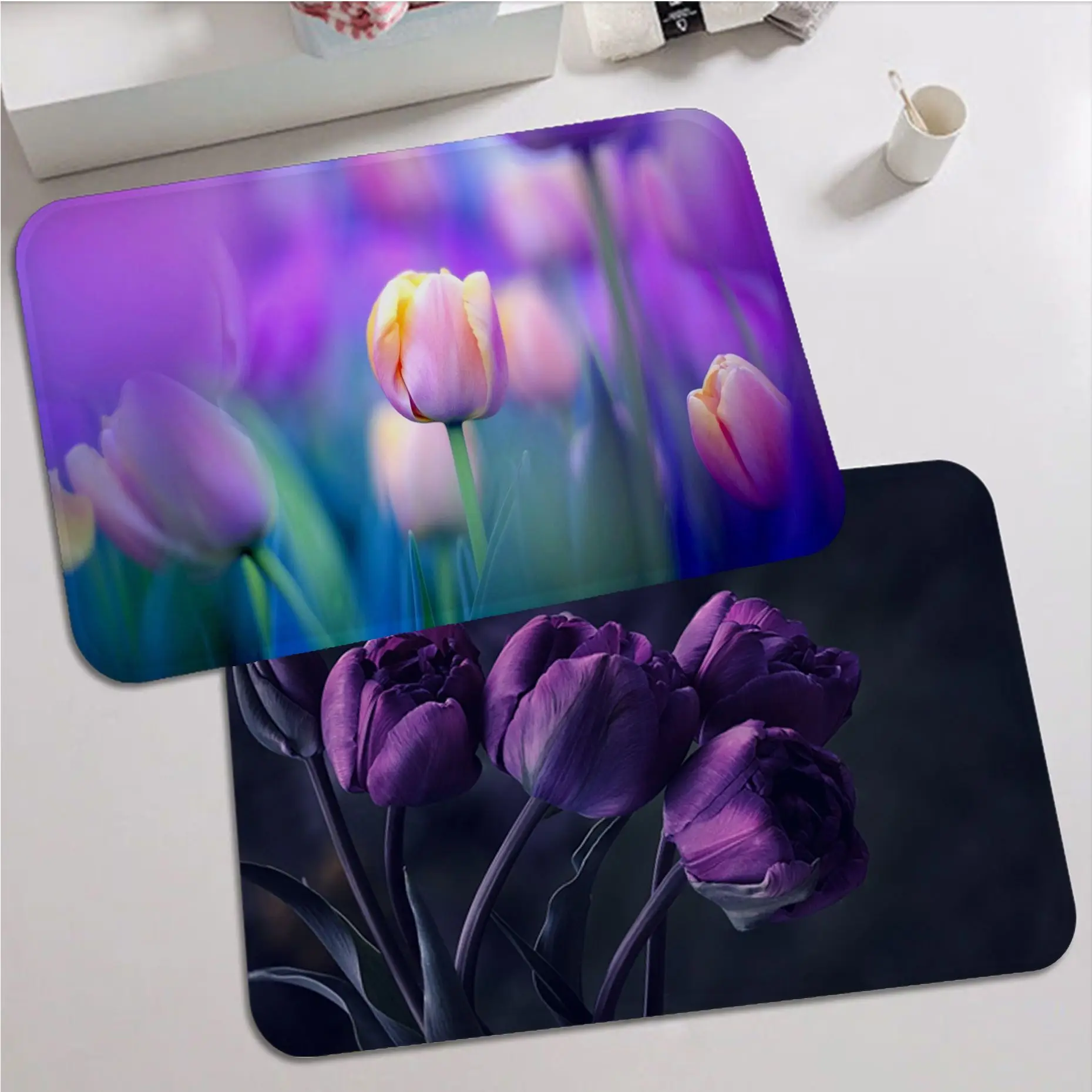 

Tulip Door Mat INS Style Soft Bedroom Floor House Laundry Room Mat Anti-skid Bedside Mats