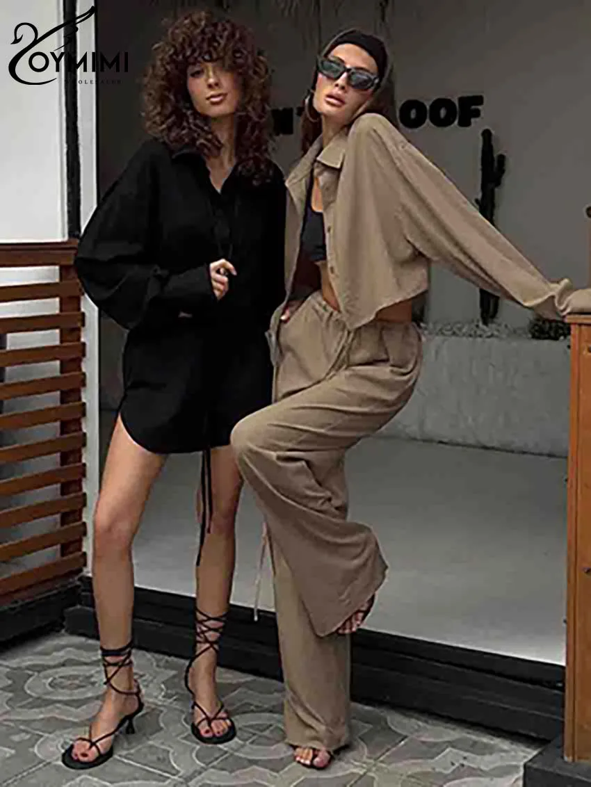 Oymimi модный черный хлопковый женский комплект из 2 предметов элегантные