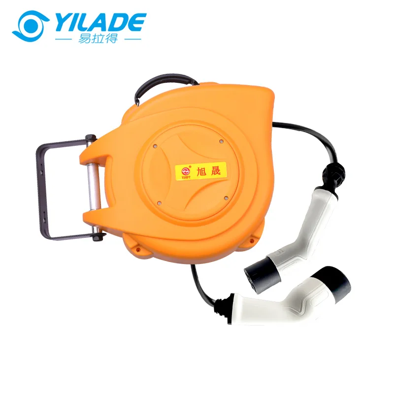 

22Kw Retractable 5M EV Car Charging Cable Reel 1 Phase or 3 Phase Electric Vehicle 16A-32A Type 2 Female to Male IEC 62196 Plug