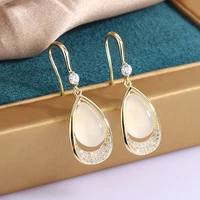 2022 oil dripping jewelry earrings chalcedony fashionable and simple design micro inlaid zircon earrings for women party wedding