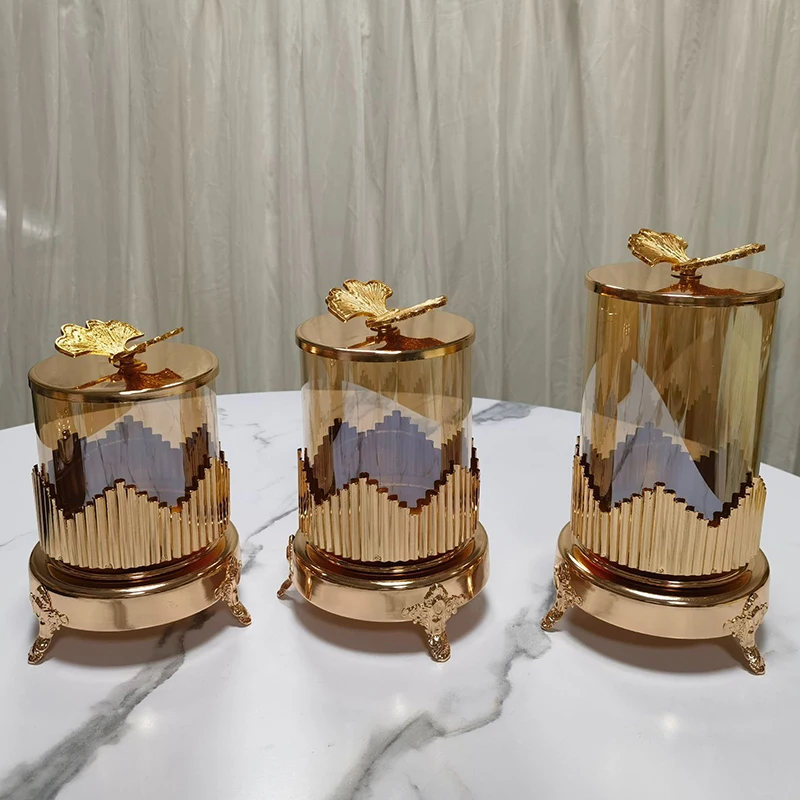 Стеклянная банка для сушеных фруктов Золотая ваза металлические ювелирные