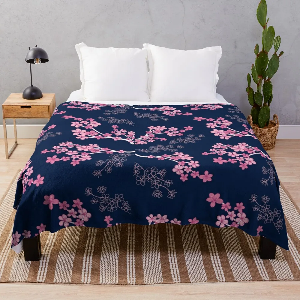 

Ultra Soft Flannel Fleece Bed Blanket Cherry Blossom All Season Warm Fuzzy Lightweight Cozy Plush Blankets Queen Throw Blanket