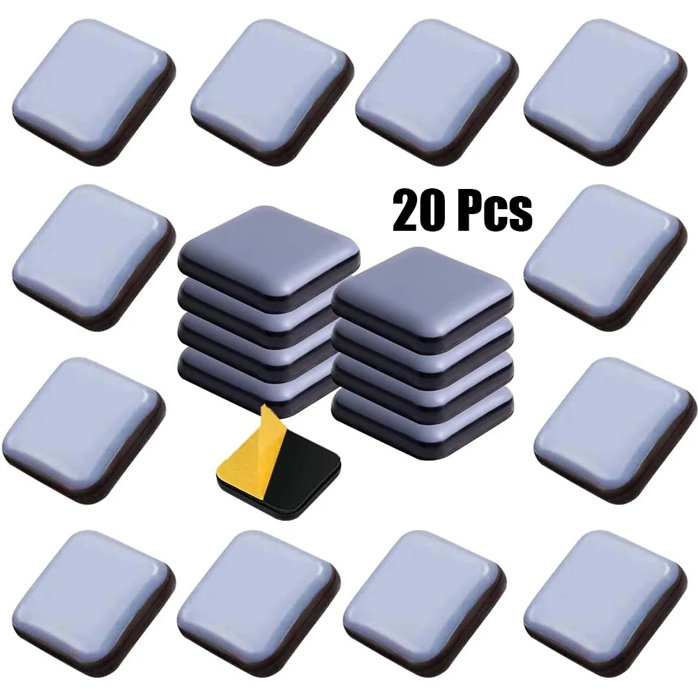 

20pc Square PTFE Furniture Gliders Self Adhesive Magic Sliders Floor Chair Sofa Mat Slider Pad Furniture Table Bases Protector