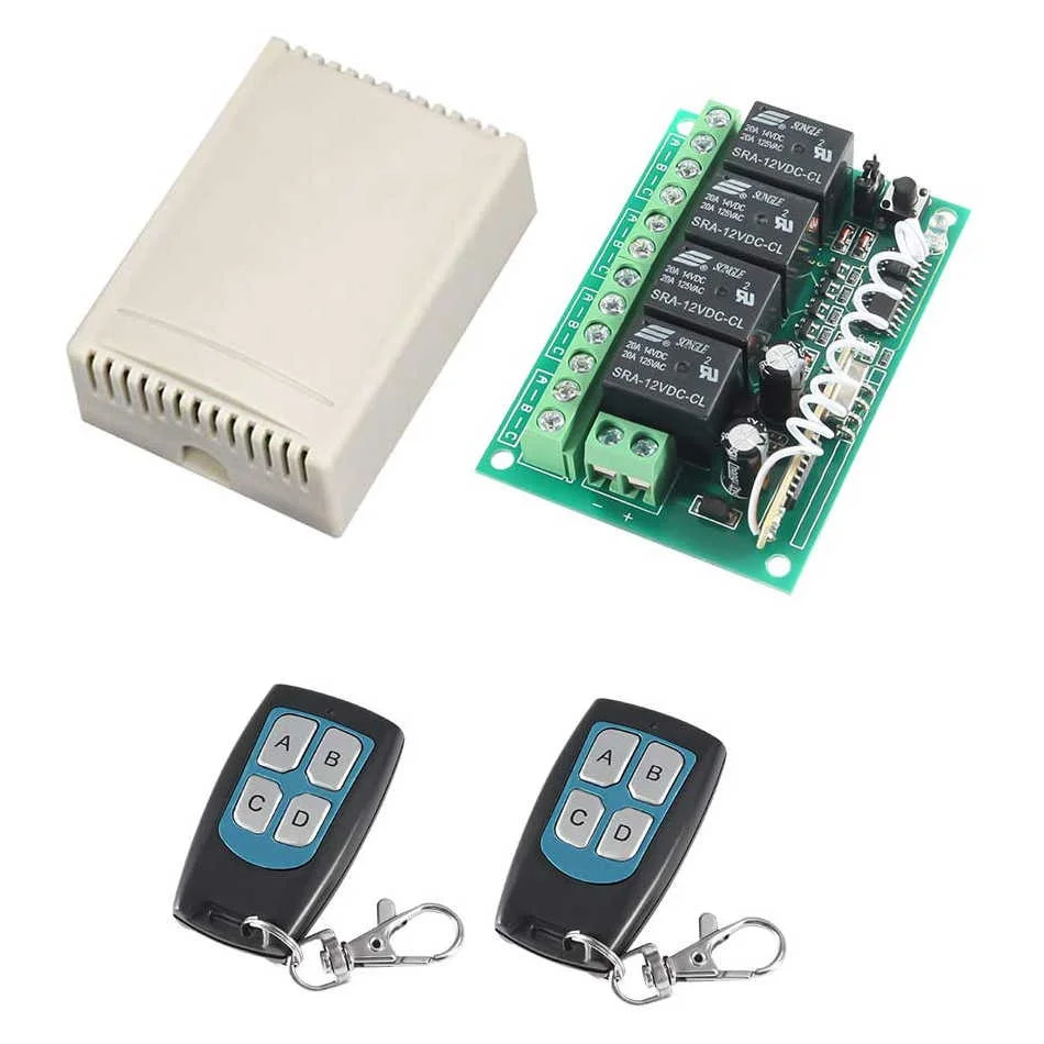 

DC 12 В 4-канальный беспроводной пульт дистанционного управления Переключатель 315 МГц RF передатчик и приемник для открывателей гаражных двере...