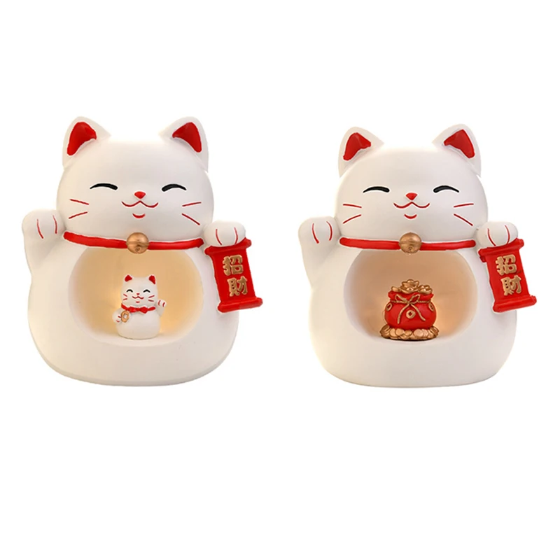 

Японские фигурки счастливой кошки из смолы, украшения для дома Манеки, Neko, деловой подарок, кот удачи, светильник