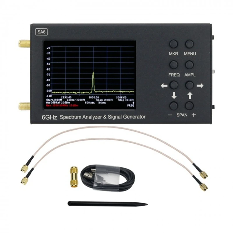 

1Set SA6 6Ghz Handheld Spectrum Analyzer Wireless Signal Generator Tester 3.2Inch Touch Screen Portable Black