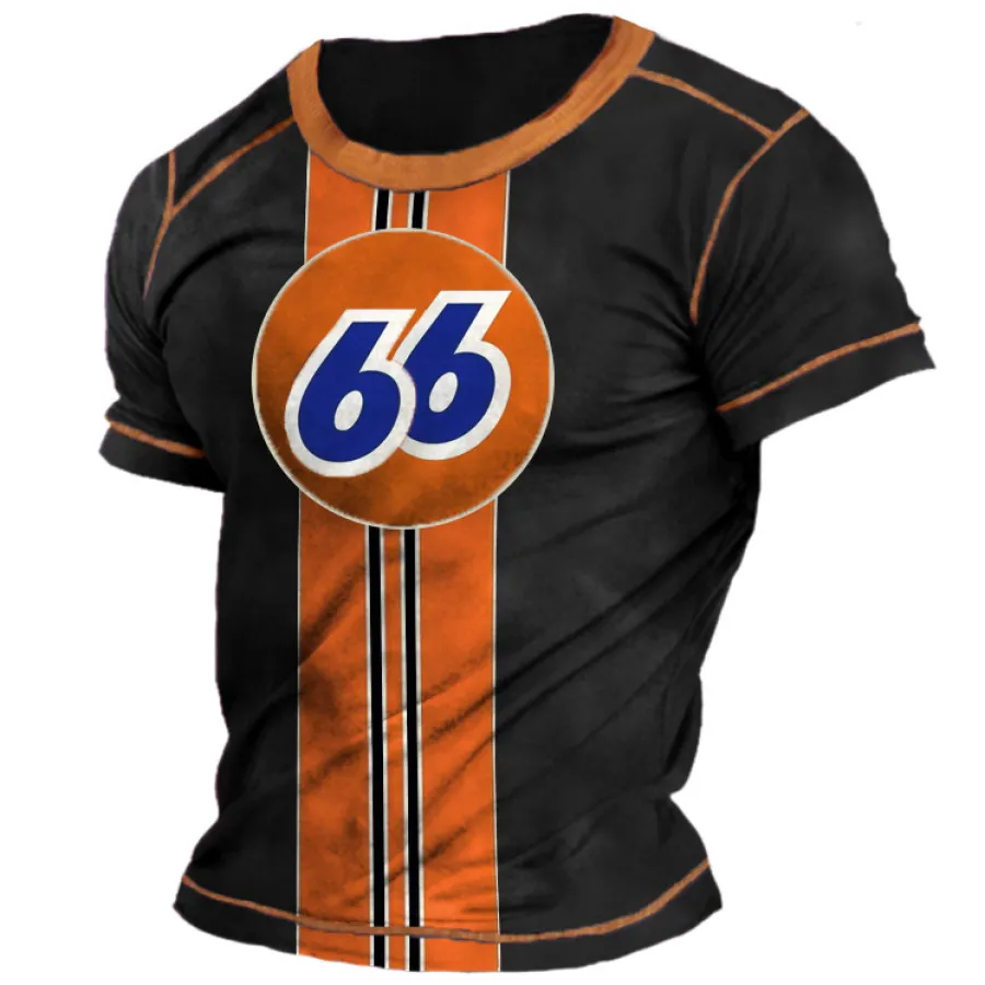 

Vintage T Shirt Men's 3D PrintingAmerican Short Sleeve Top Street Hip Hop Harajuku Oversized T-shirt Casual O-neck Route 66 Tees