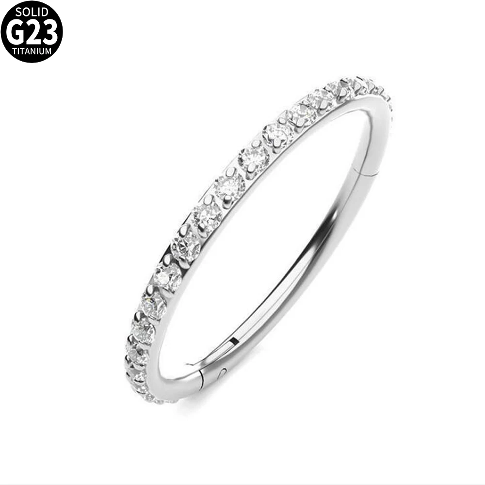 Кольцо в нос G23 титановое с цирконом ушной хрящ | Украшения и аксессуары