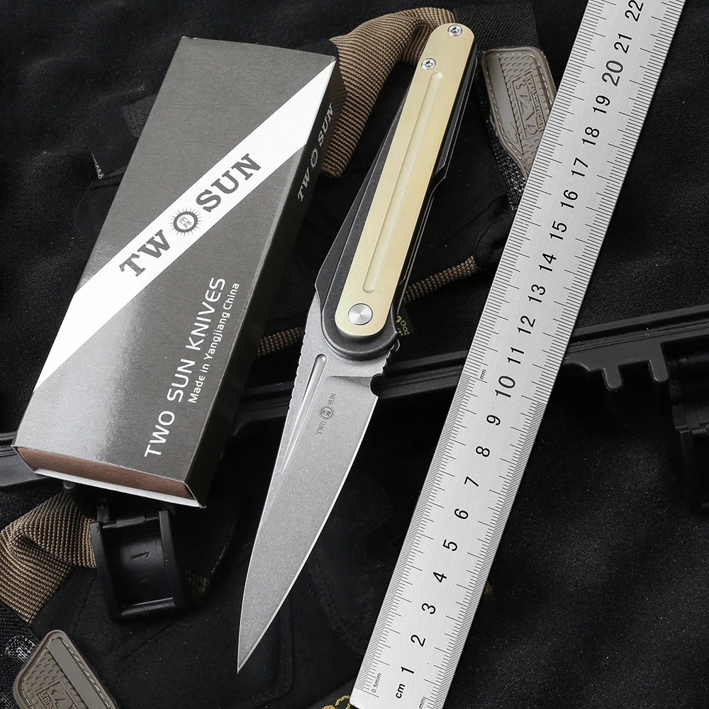 

TWO SUN TS372 Folding Knife D2 Blade Tactical TC4 Titanium Alloy Handle Camping Outdoor Survival EDC Tools
