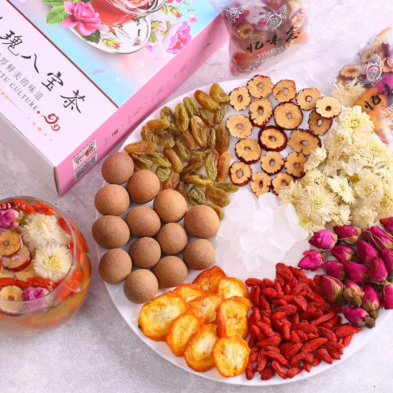 

2022 Natural Babao Tea, Includes Longan Rose Jujube Chinese Herbal Chinese Tea Helps Digestion, Beauty Skin 180g