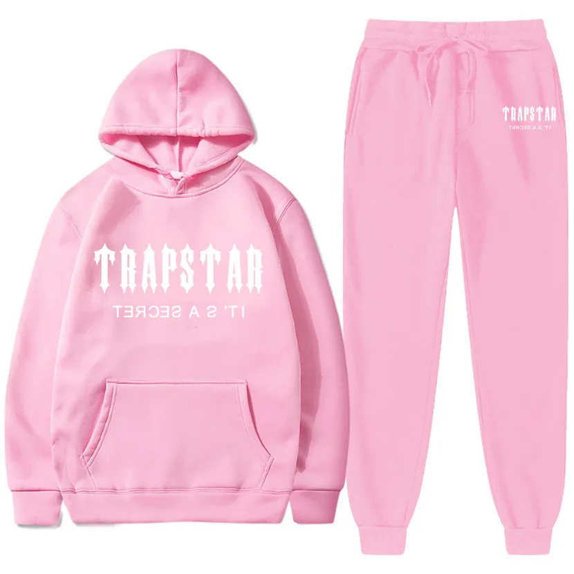 Trapstar Fashion Spot Men's New Sportswear Hooded Sweatshirt and Pants Set 28 Color Loose Running Novelty Large Cotton Print