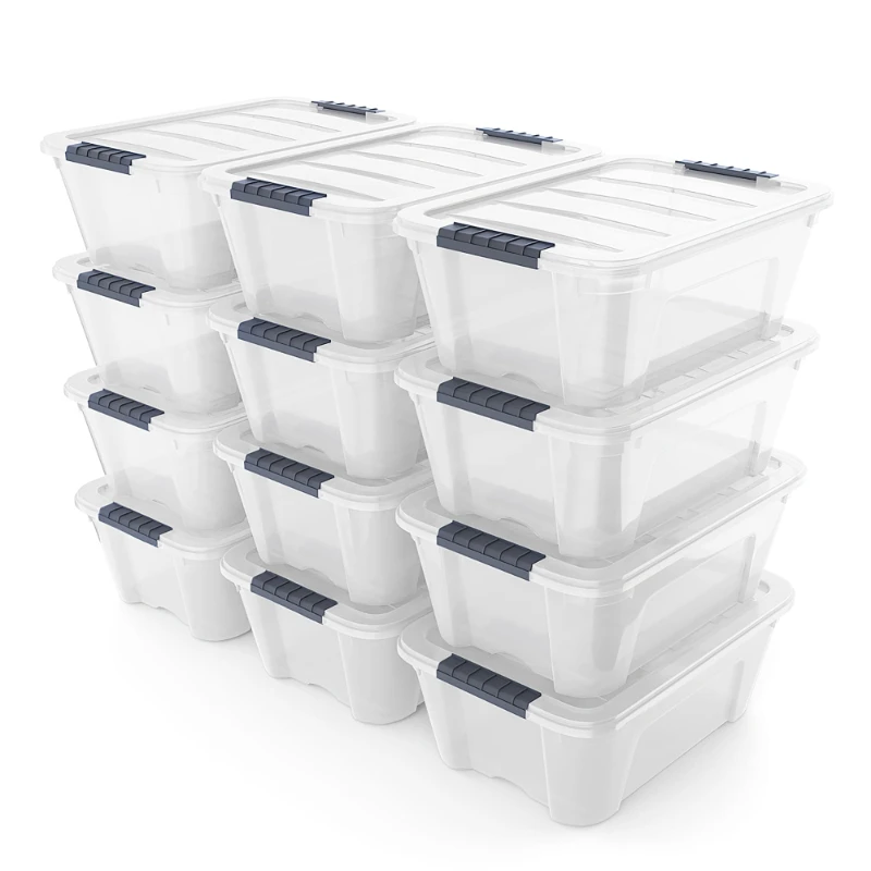 

12 Pack Latch Stack Storage Box Tubs Bins Latches Handles