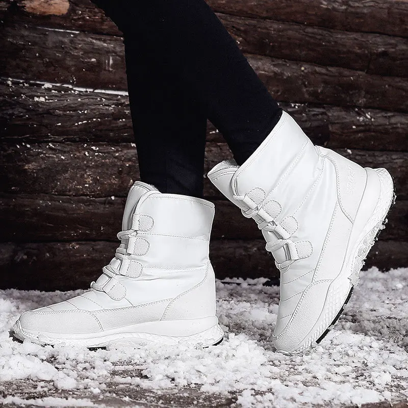 

TUINANLE Women Boots Winter White Snow Boot Short Style Water-resistance Upper Non-slip Quality Plush Black Botas Mujer Invierno