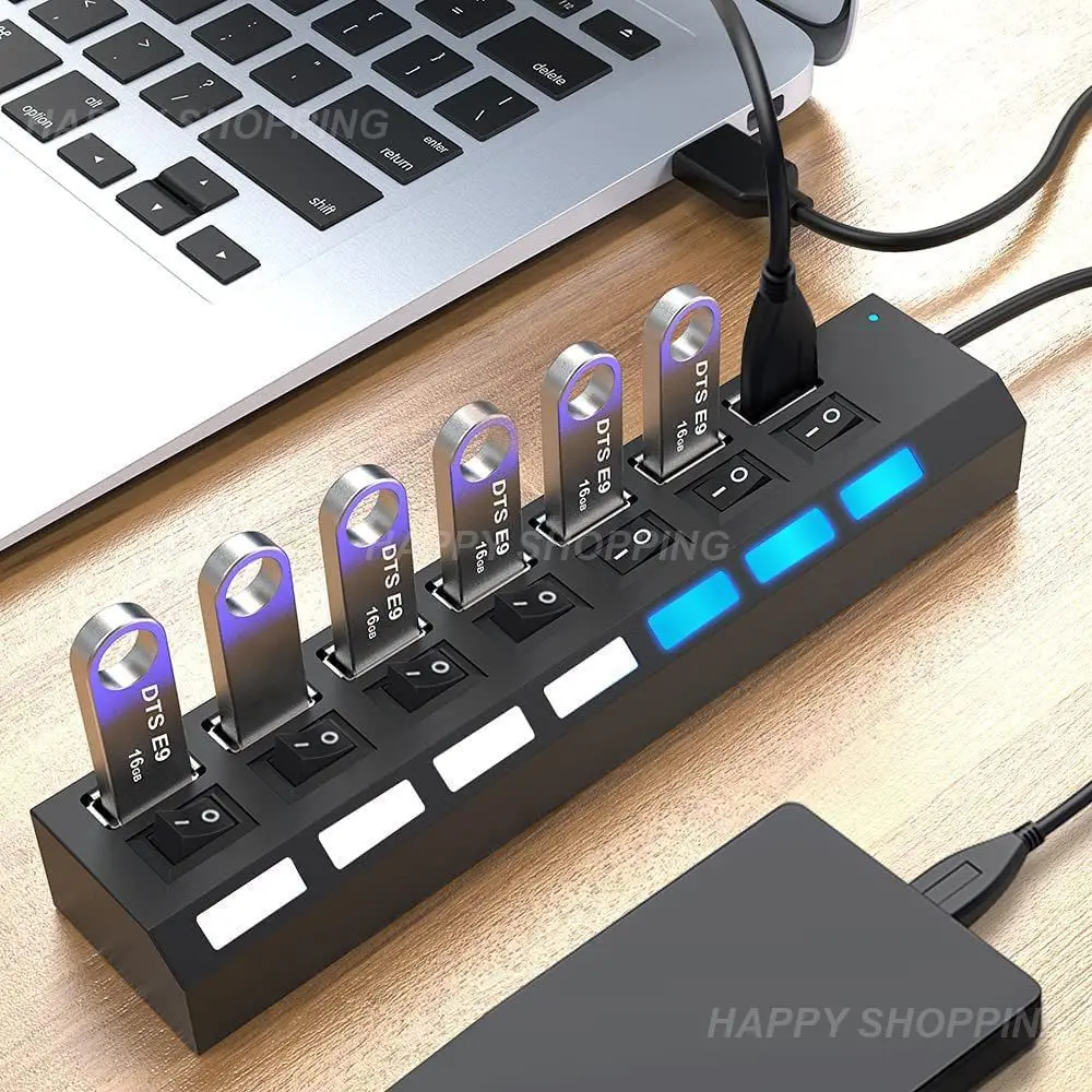 

For U Disk Usb 2.0 Hub Plug And Play For Pc Computer For Laptop 4-port/7-port Splitter Laptop Accessories For Audio System
